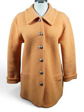 Vintage Geiger Wool Coat Size 36 Orange Front Button Shacket Jacket Austria